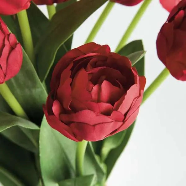 Peony Tulip Bundle Drop-In 18" or 23.5" - RED | Realistic Faux Tulips Napa Home & Garden