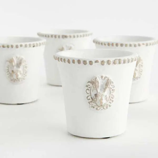 Classic Rabbit Mini Pots - Set of 4 Concrete Graywash Planters Napa Home & Garden