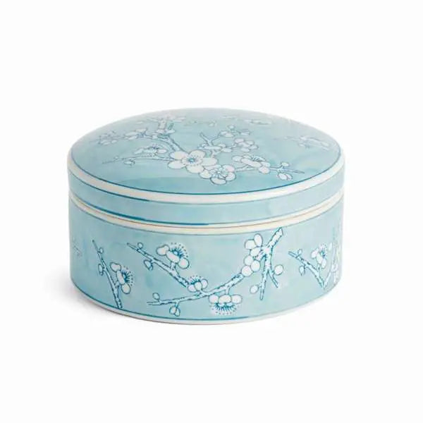 Monarch Empress Round Lidded Catchall Box - Blue & White Porcelain Box (Small or Large) - Villa Decor & Design