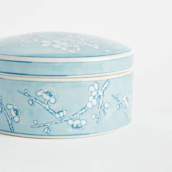 Monarch Empress Round Lidded Catchall Box - Blue & White Porcelain Box (Small or Large) - Villa Decor & Design