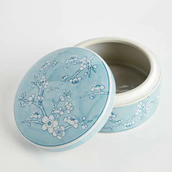 Monarch Empress Round Lidded Catchall Box - Blue & White Porcelain Box (Small or Large) - Villa Decor & Design