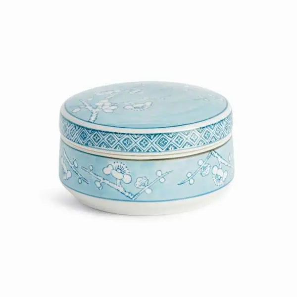 Monarch Empress Round Lidded Catchall Box - Blue & White Porcelain Box (Small or Large) - Villa Decor & Design