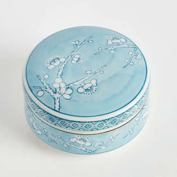 Monarch Empress Round Lidded Catchall Box - Blue & White Porcelain Box (Small or Large) - Villa Decor & Design