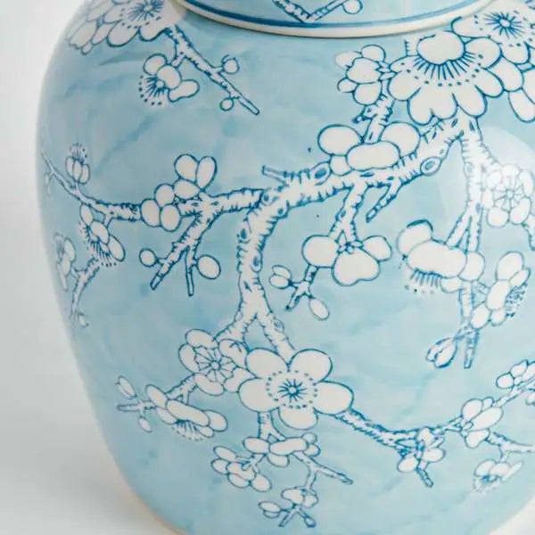 Monarch Empress Lidded Jar - Blue & White Parrot Motif Porcelain Jar - Villa Decor & Design