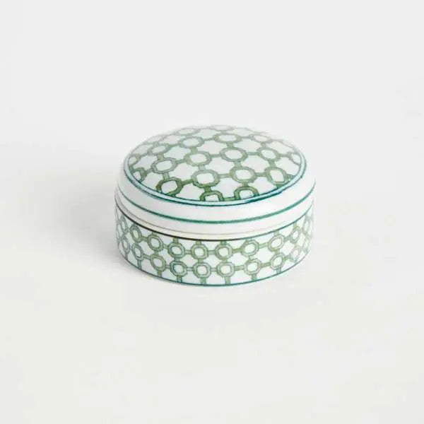 Imperial Lidded Boxes - Set of 3 Green & White Chinoiserie Porcelain Boxes - Villa Decor & Design