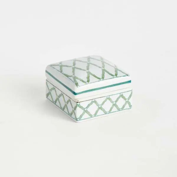 Imperial Lidded Boxes - Set of 3 Green & White Chinoiserie Porcelain Boxes - Villa Decor & Design