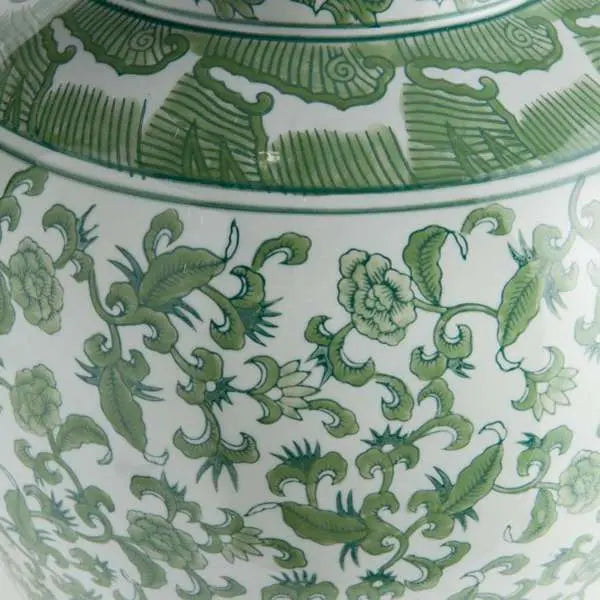 Green Chinoiserie Ginger Jar | Imperial Blossom Grande Lidded Porcelain Jar