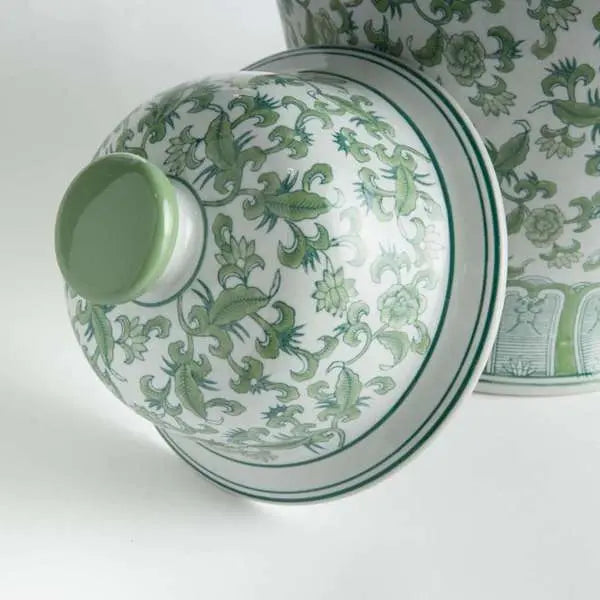 Green Chinoiserie Ginger Jar | Imperial Blossom Grande Lidded Porcelain Jar