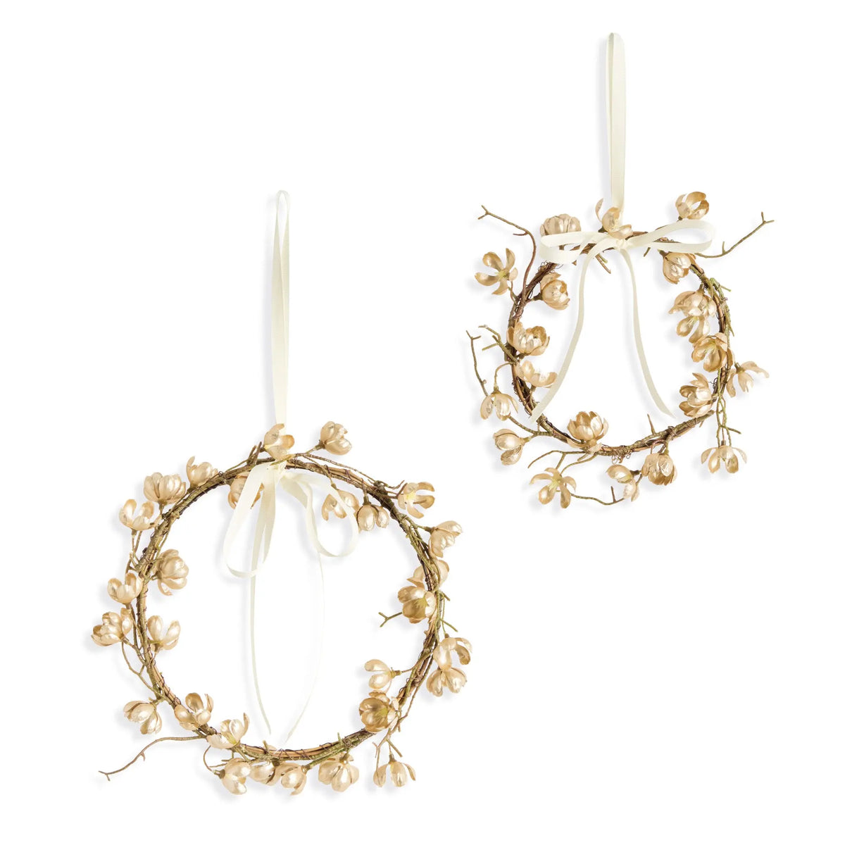Gilded Cherry Blossom Wreaths Set of 2