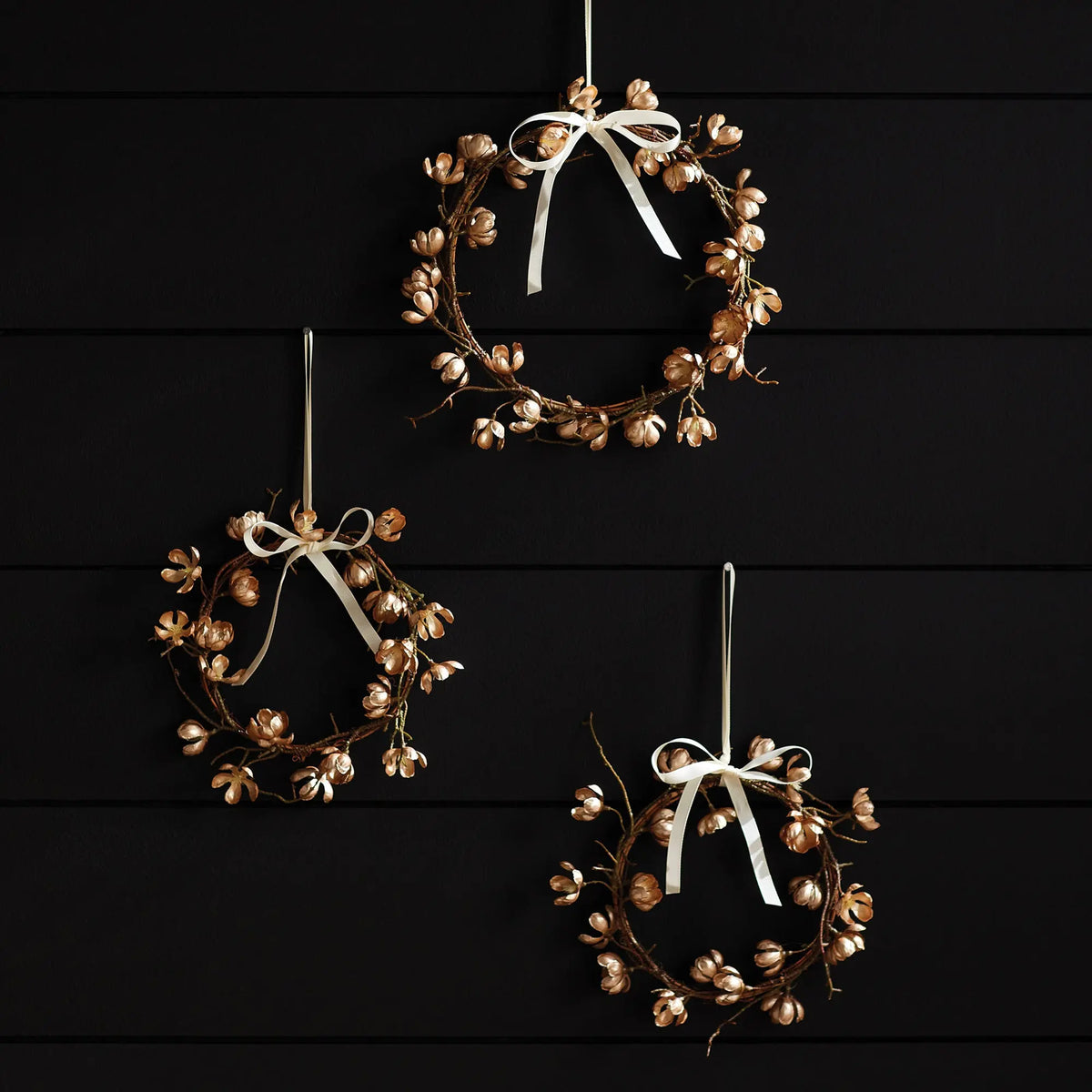 Gilded Cherry Blossom Wreaths Set of 2