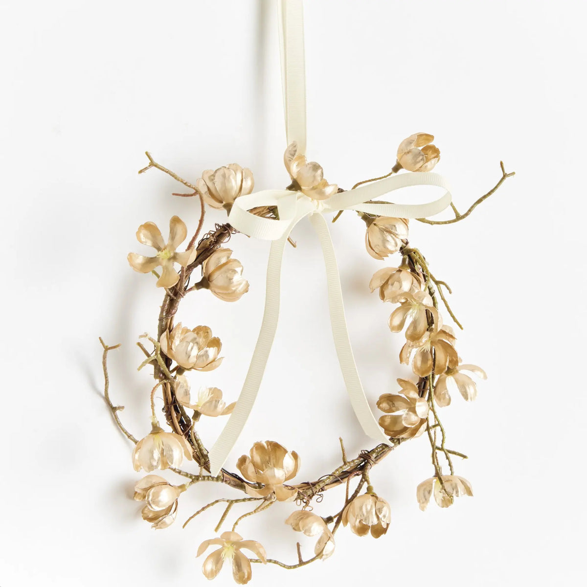 Gilded Cherry Blossom Wreaths Set of 2