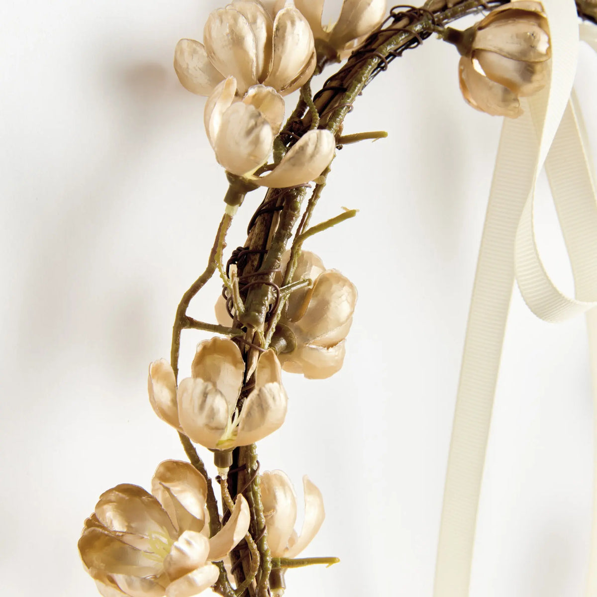 Gilded Cherry Blossom Wreaths Set of 2