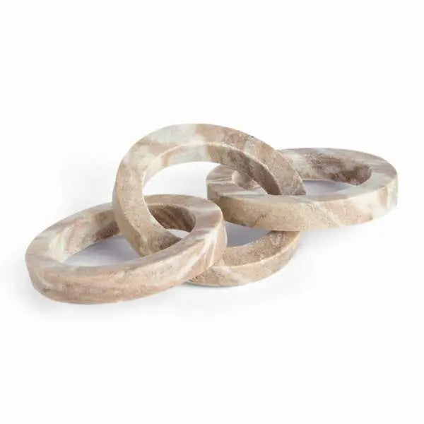 Janelle Marble Link Sculpture - 13" Brown & White Honed Marble Links - Villa Decor & Design