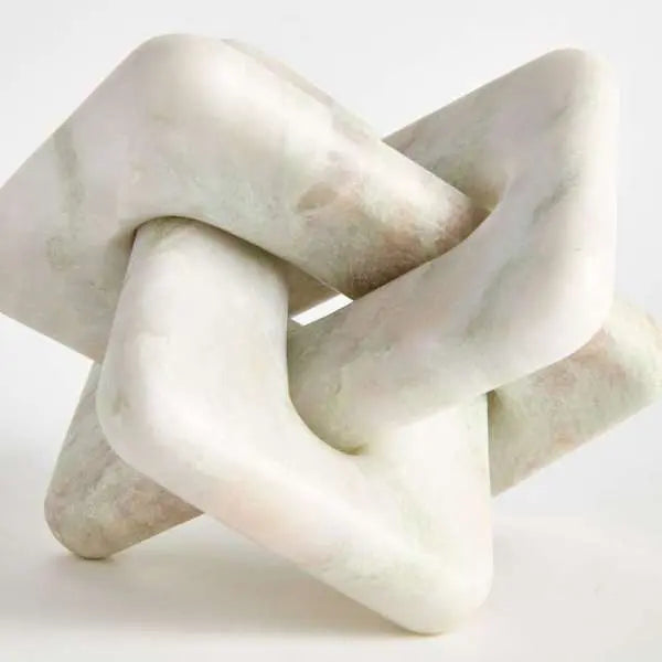 Jarvis Marble Knot Sculpture - Honed Green & White Veined Marble - Villa Decor & Design