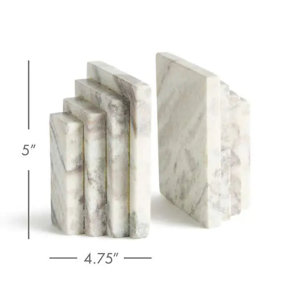 Jaqueline Marble Bookends ST/2 | Brown Veined Marble Bookends Set Napa Home & Garden