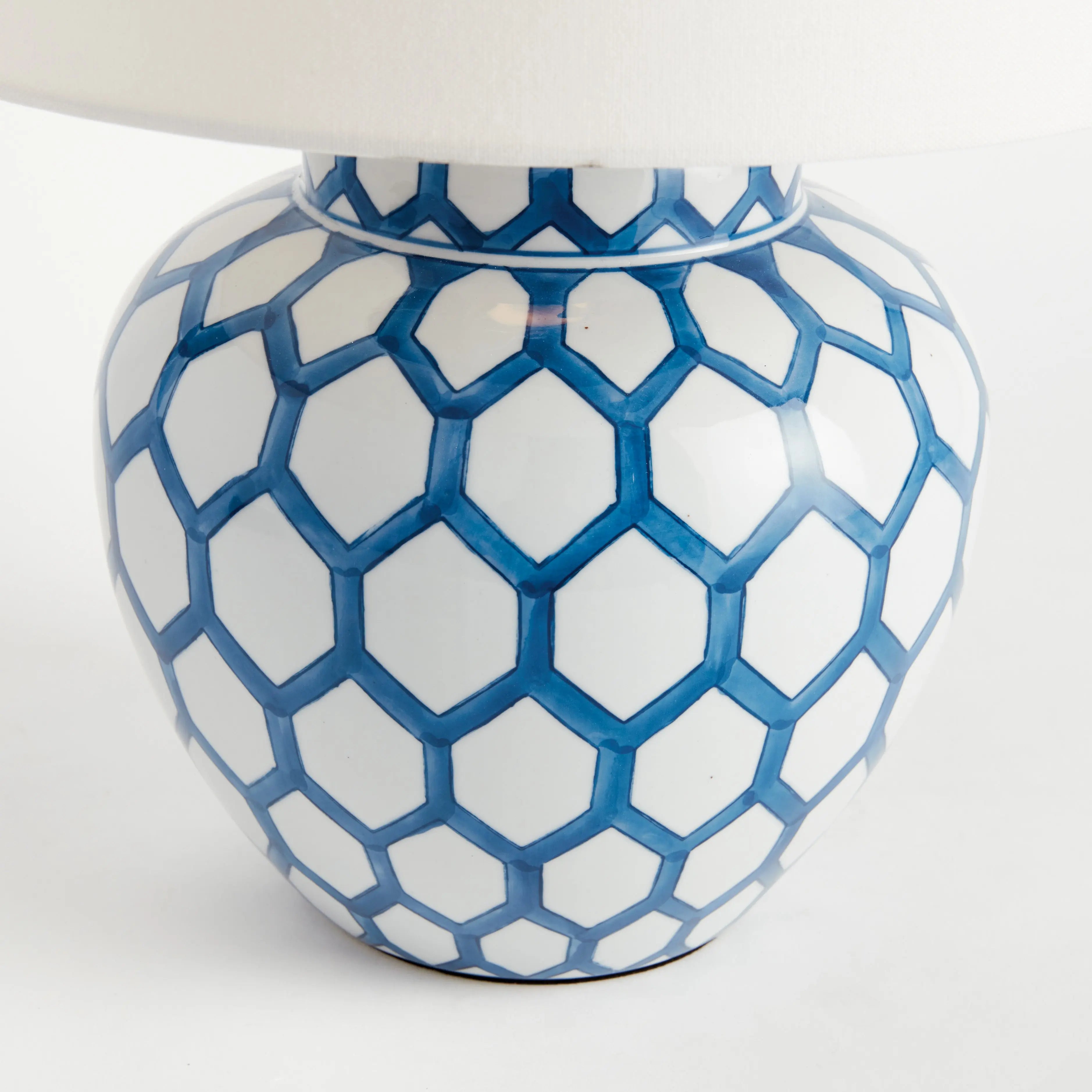 Christine Chinoiserie Lamp - Hand-Painted Blue & White Porcelain with Crystal Base Napa Home & Garden