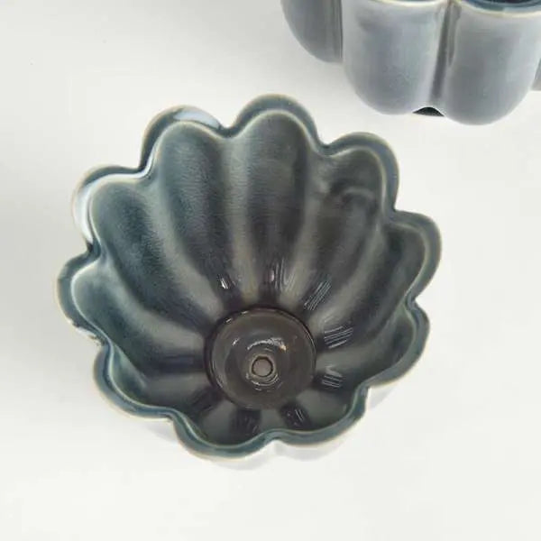 Freya Pots - Set of 2 Scalloped Reactive Glaze Planters (Green or Teal) - Villa Decor & Design