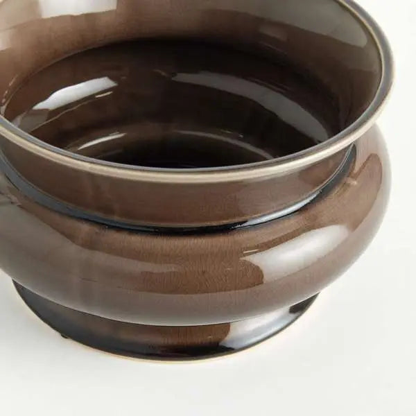 Cora Pot - Brown Reactive Glaze English Style Ceramic Planter - Villa Decor & Design