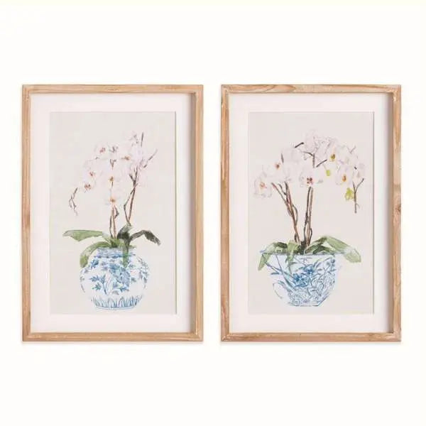 Potted Phalaenopsis Prints | Blue Chinoiserie Orchid Prints - Villa Decor & Design