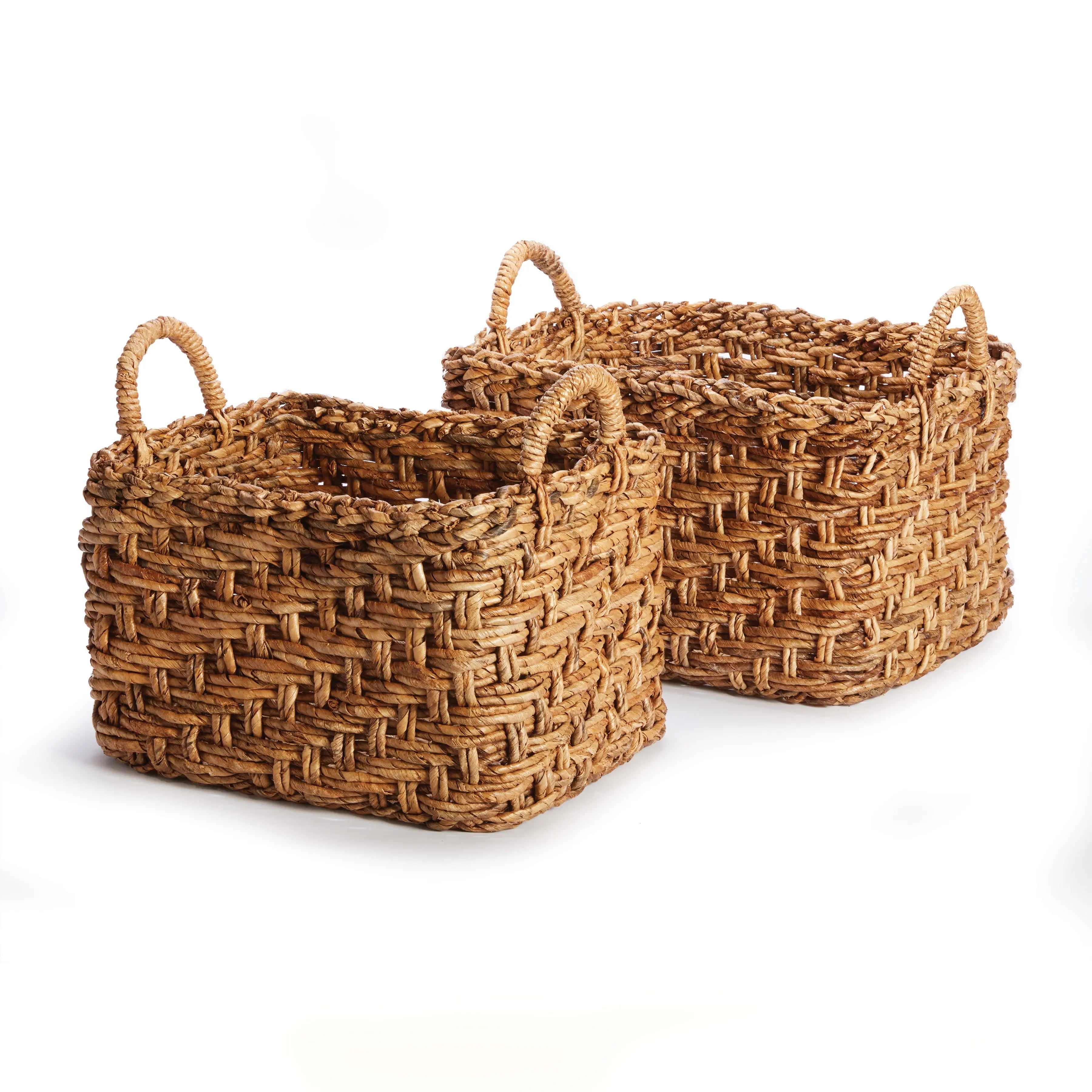 Eve Banana Leaf Baskets - Set of 2 Braided Square Baskets - Villa Decor & Design
