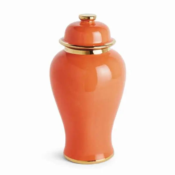 Eva Lidded Ginger Jar - High-Gloss Orange & Gold Ceramic Jar (Small or Large) Napa Home & Garden
