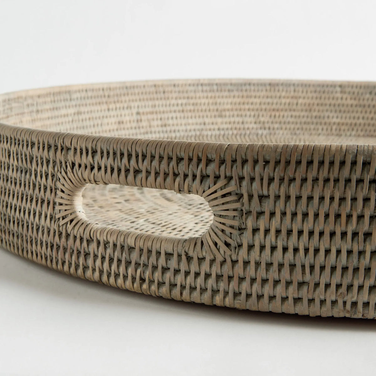 Burma Rattan Round Ottoman Trays Lg Set of 2