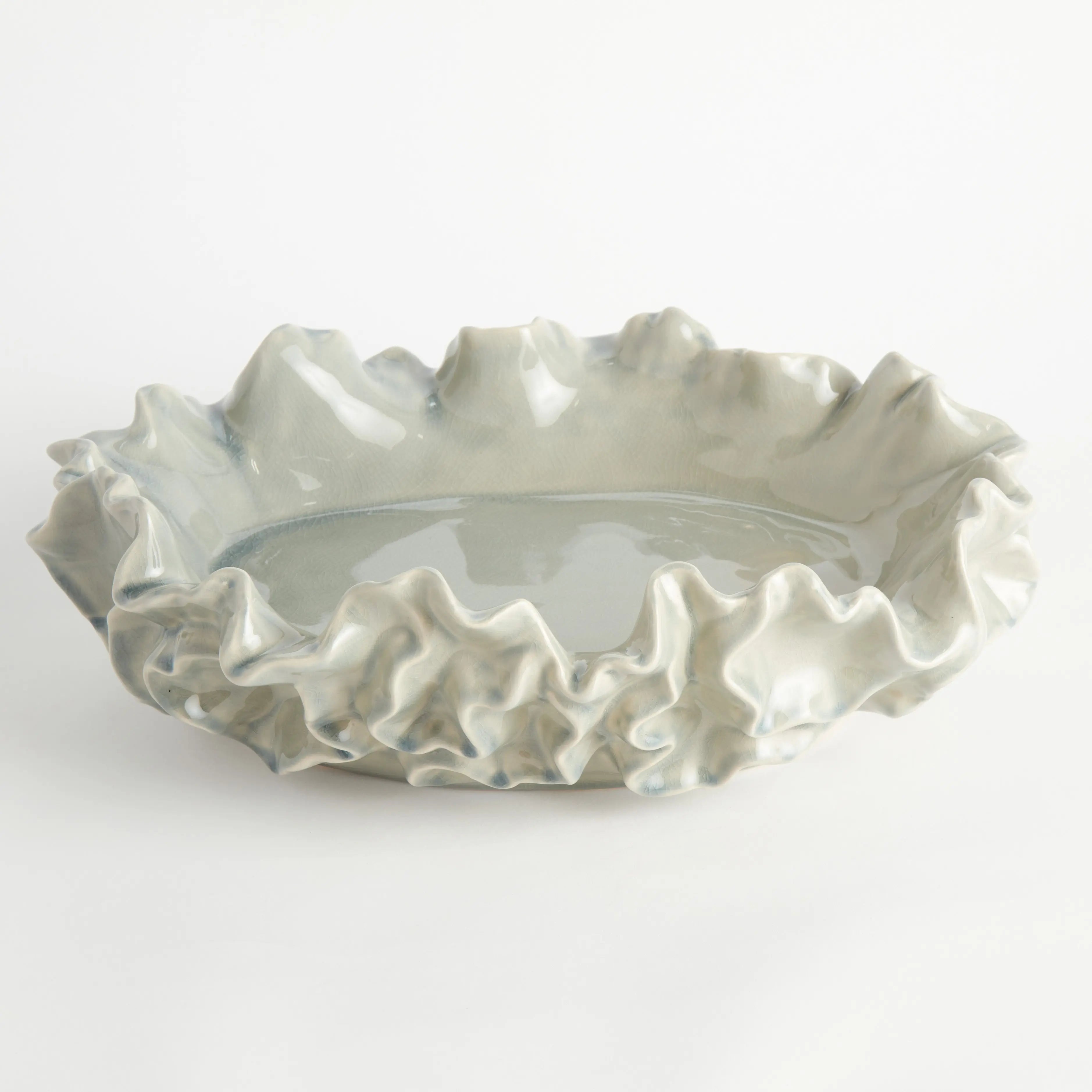 Camilla Ruffled Decorative Bowl - Handcrafted Stoneware Statement Piece (2 Sizes & 2 Colors) - Villa Decor & Design