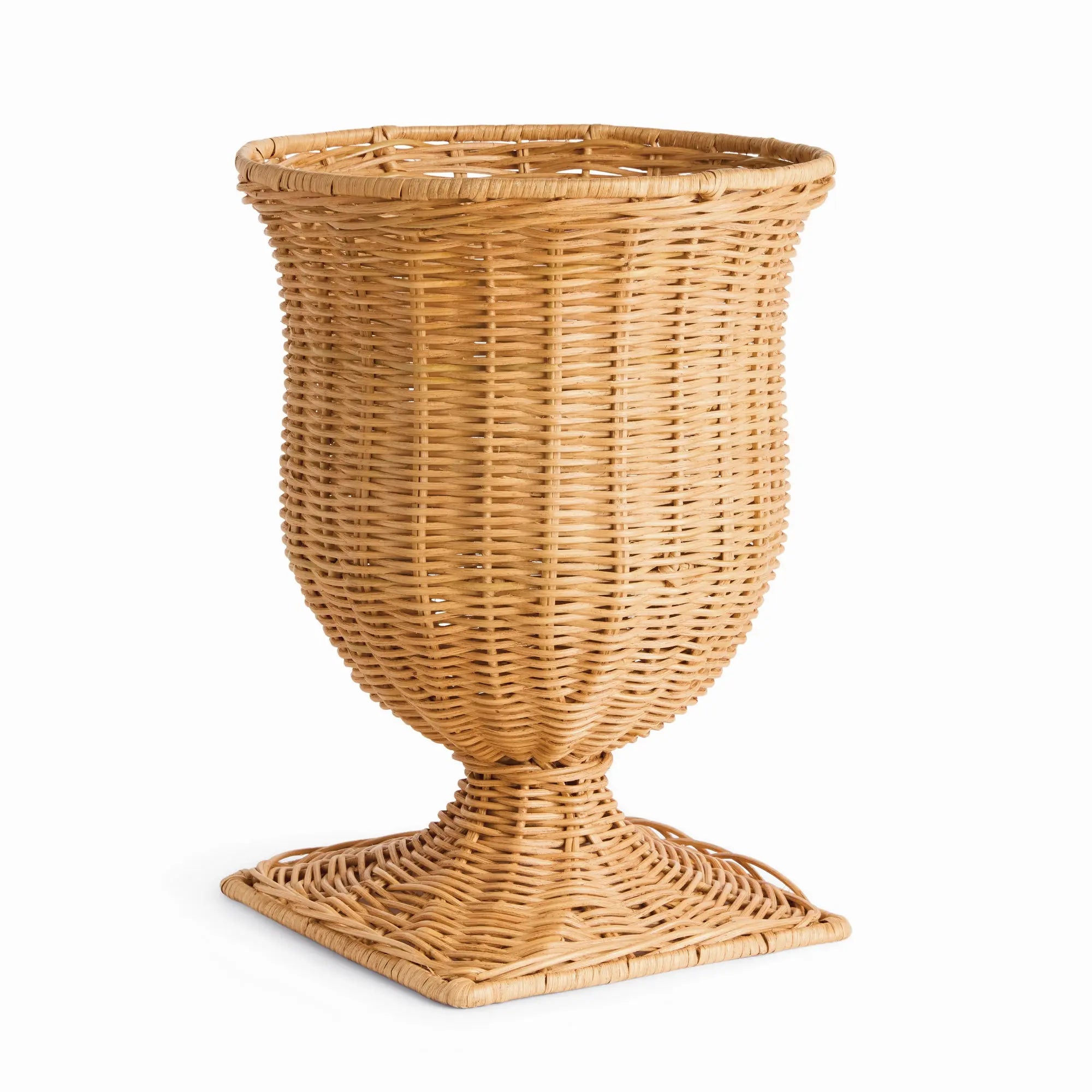 Chesapeake Rattan Footed Urn - 18" Narrow | Whitewash or Natural Vessel - Villa Decor & Design