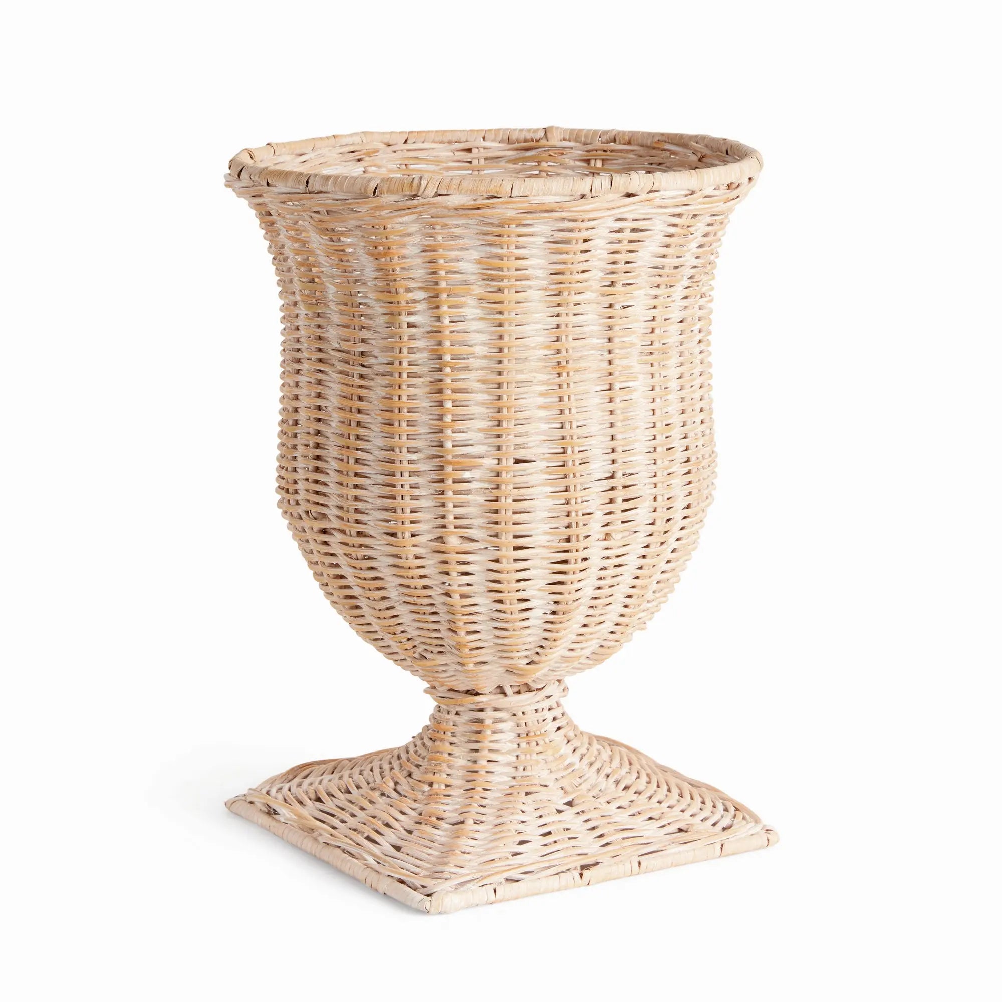 Chesapeake Rattan Footed Urn - 18" Narrow | Whitewash or Natural Vessel - Villa Decor & Design