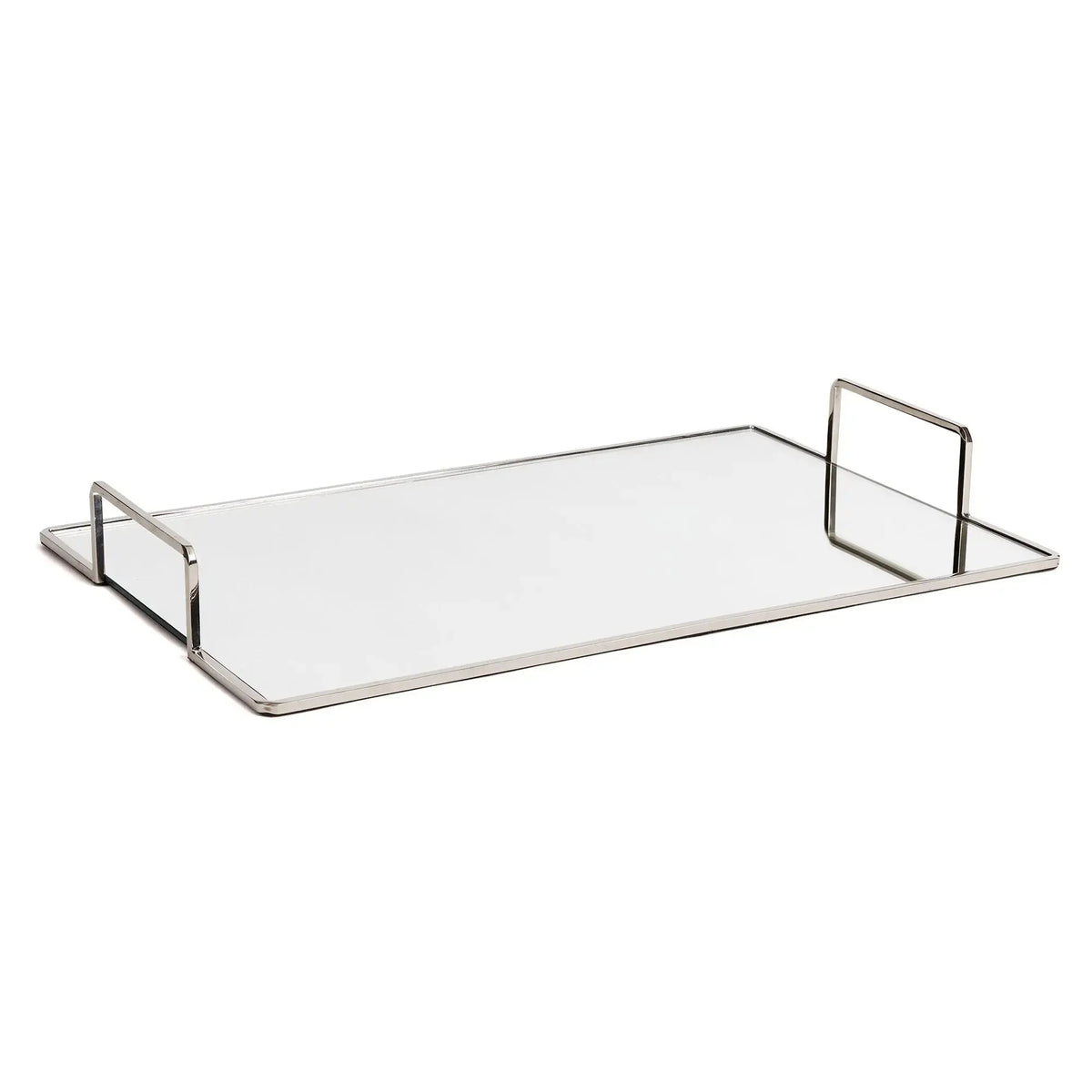 Covina large nickel-tone mirrored tray, plain rectangular view