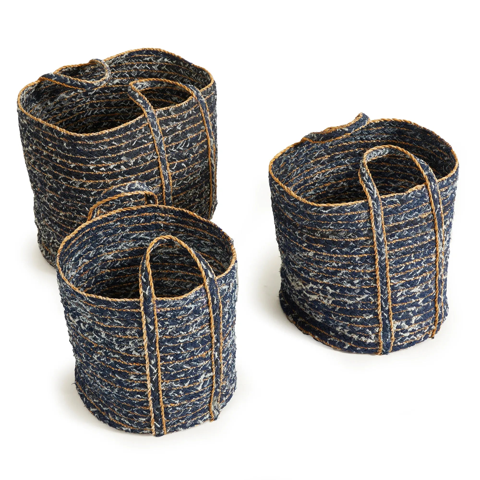 DENIM ROUND BASKETS, SET OF 3 Villa Decor & Design