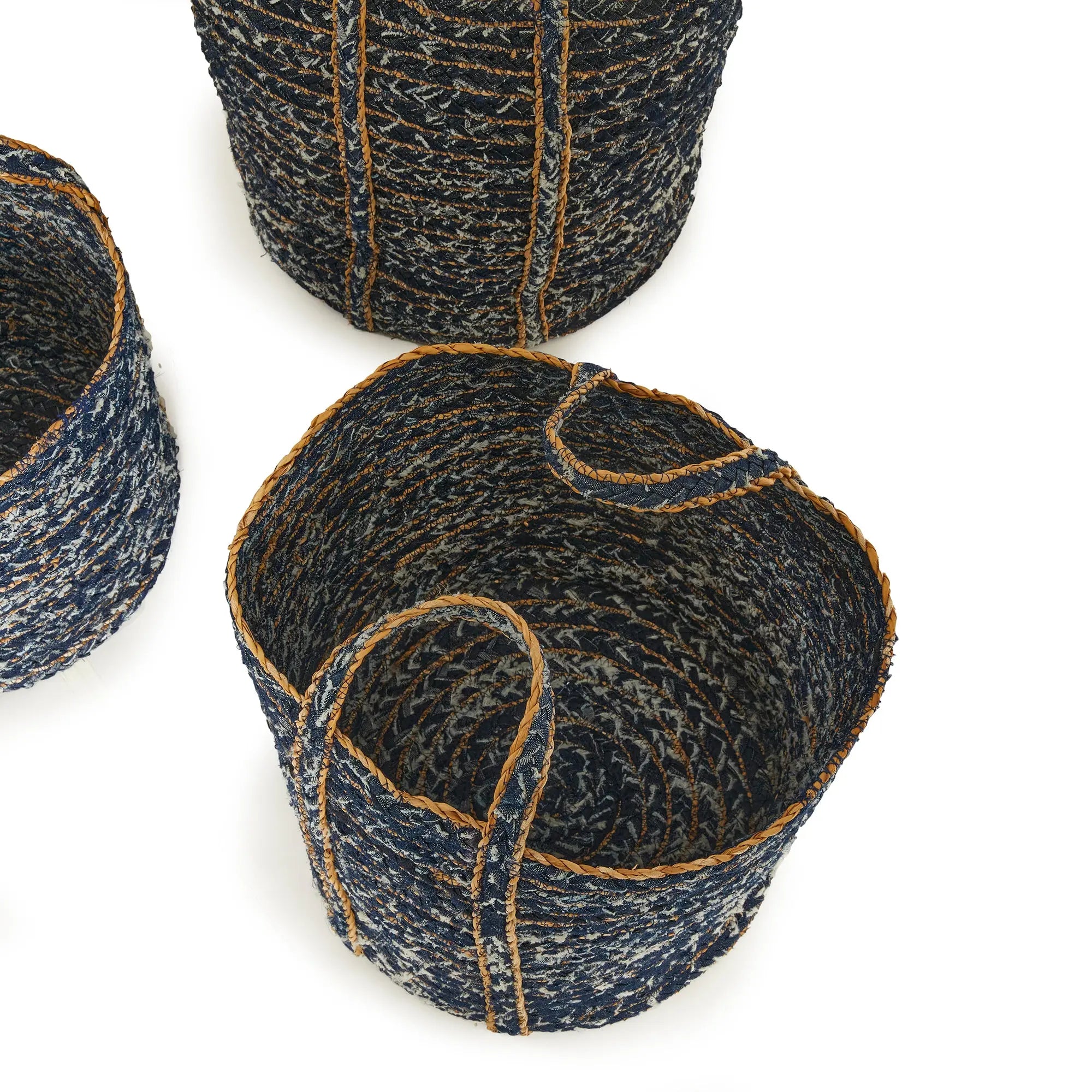 DENIM ROUND BASKETS, SET OF 3 Villa Decor & Design