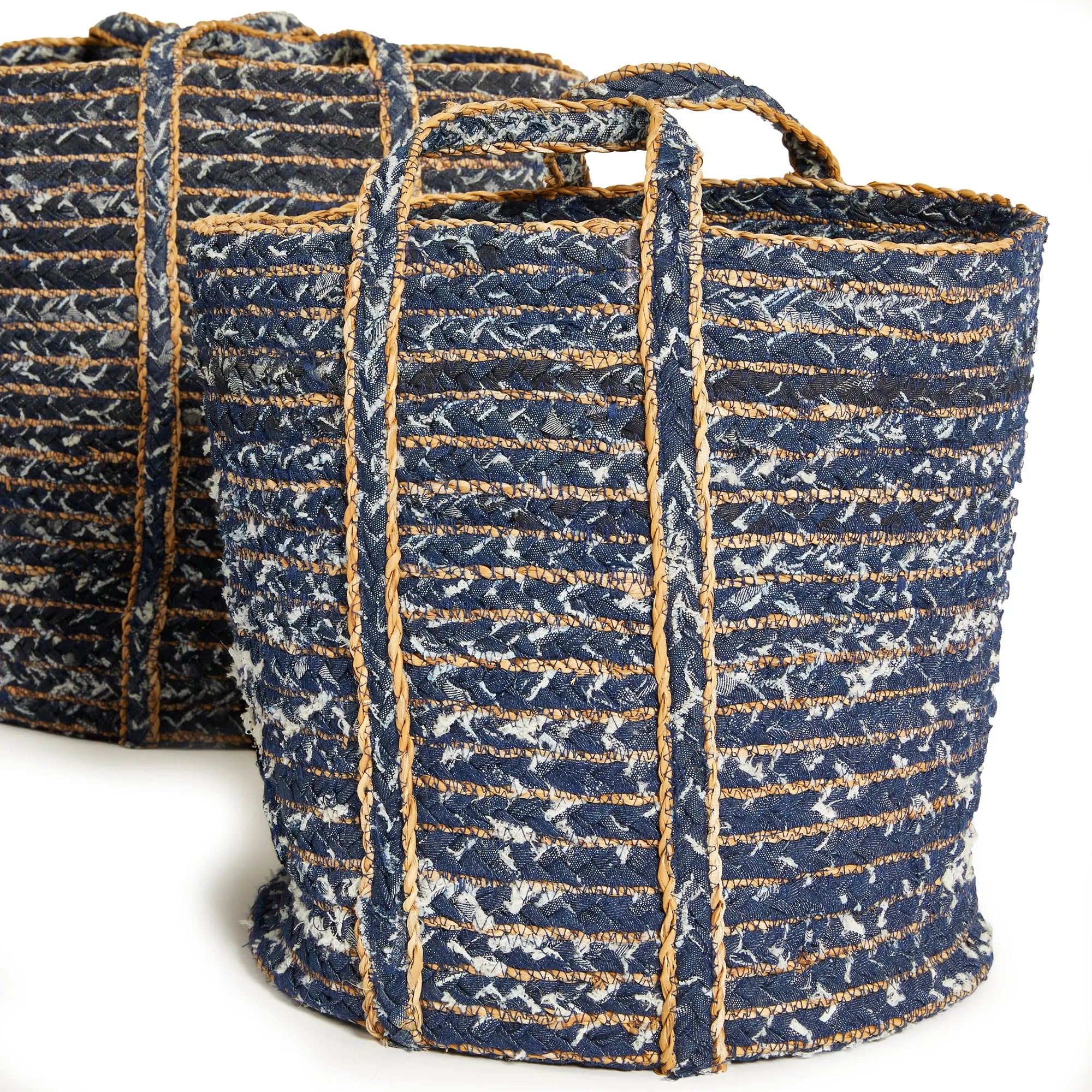 DENIM ROUND BASKETS, SET OF 3 Villa Decor & Design