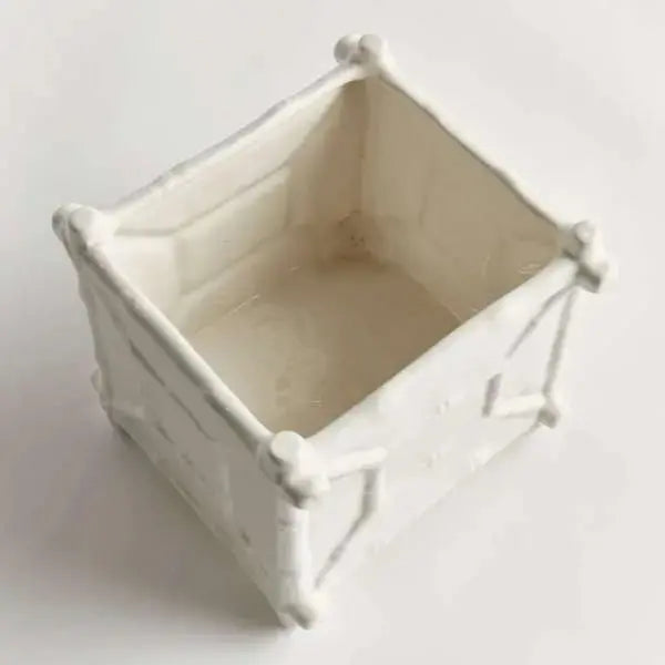 Chinoiserie Bamboo Cachepot - Classic White Ceramic Planter (Small or Large) - Villa Decor & Design