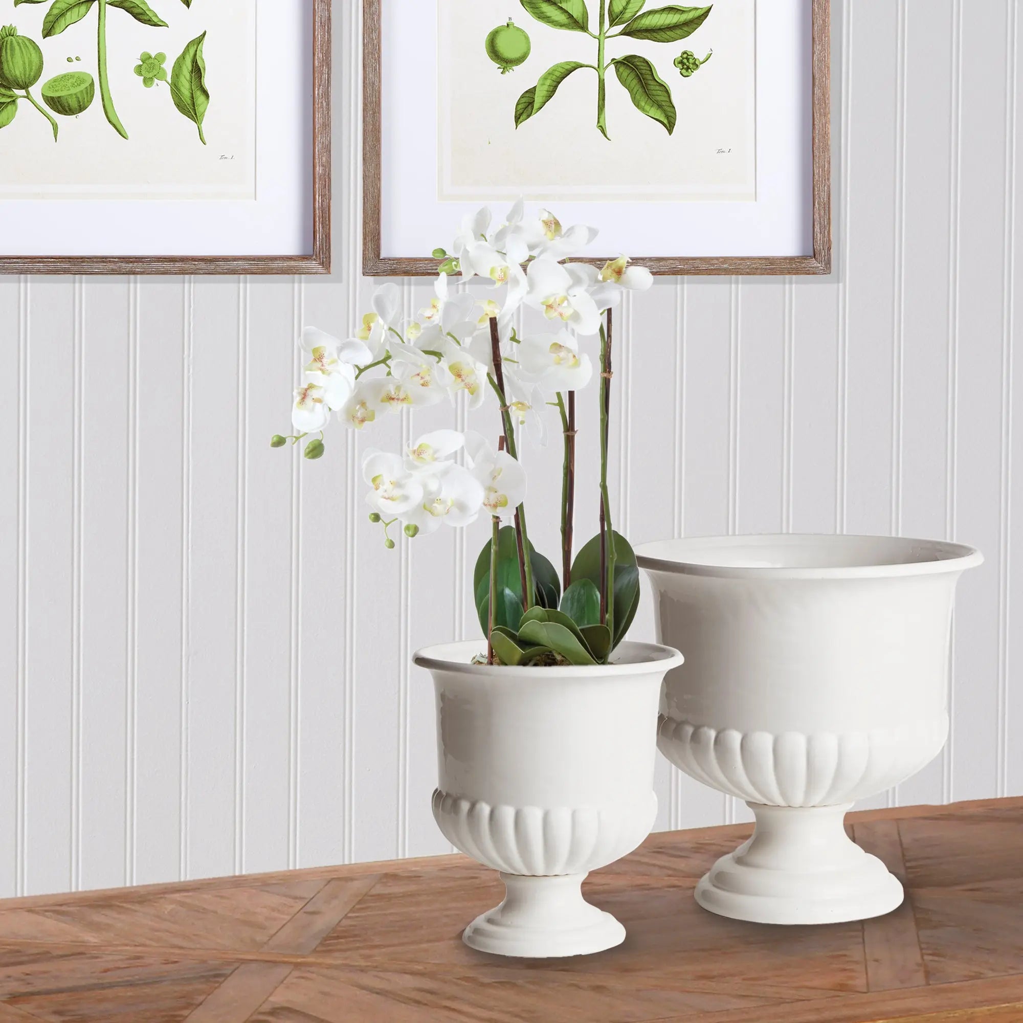 Mirabelle Decorative Pedestal Bowl in classic white clay - SMALL