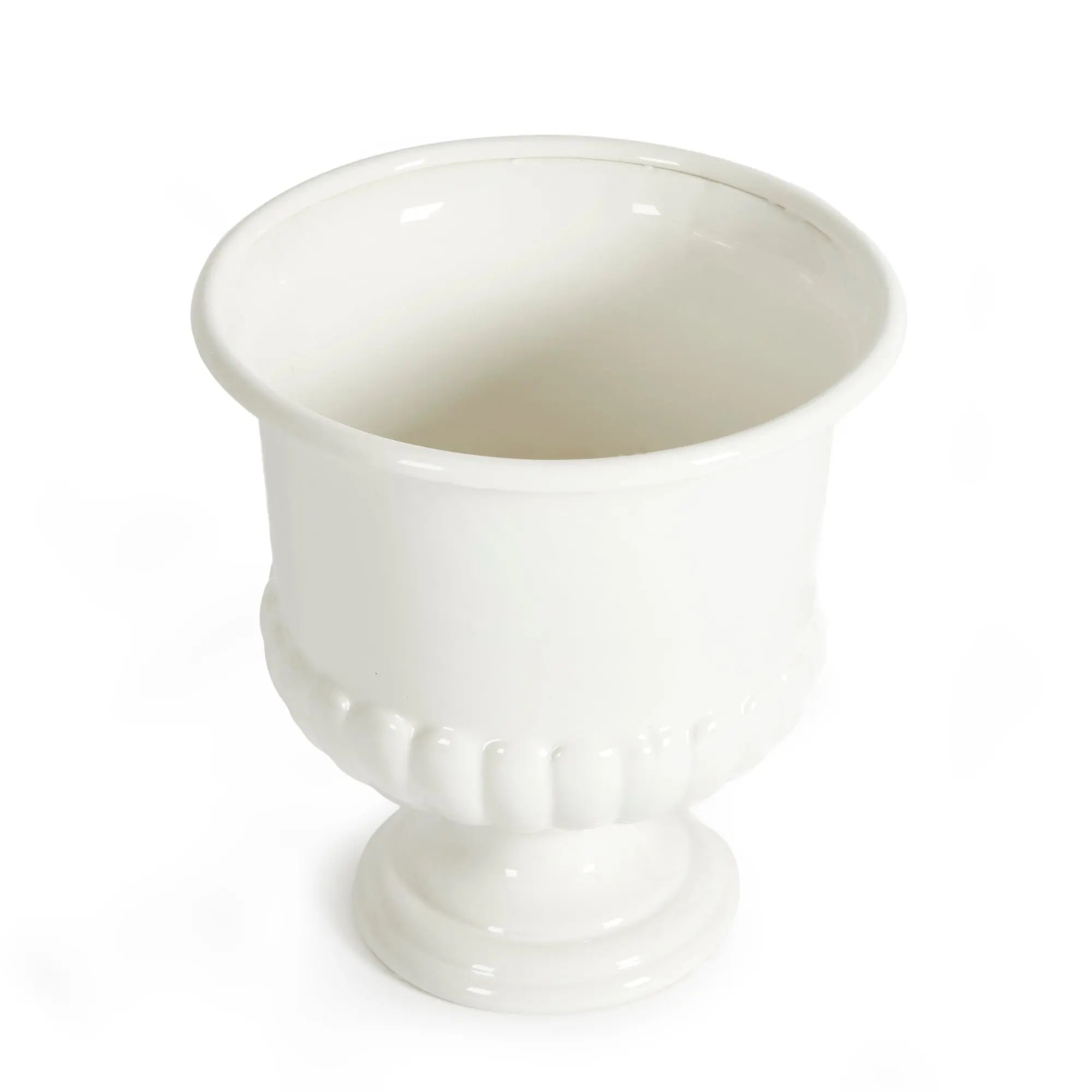 Mirabelle Decorative Pedestal Bowl in classic white clay - SMALL
