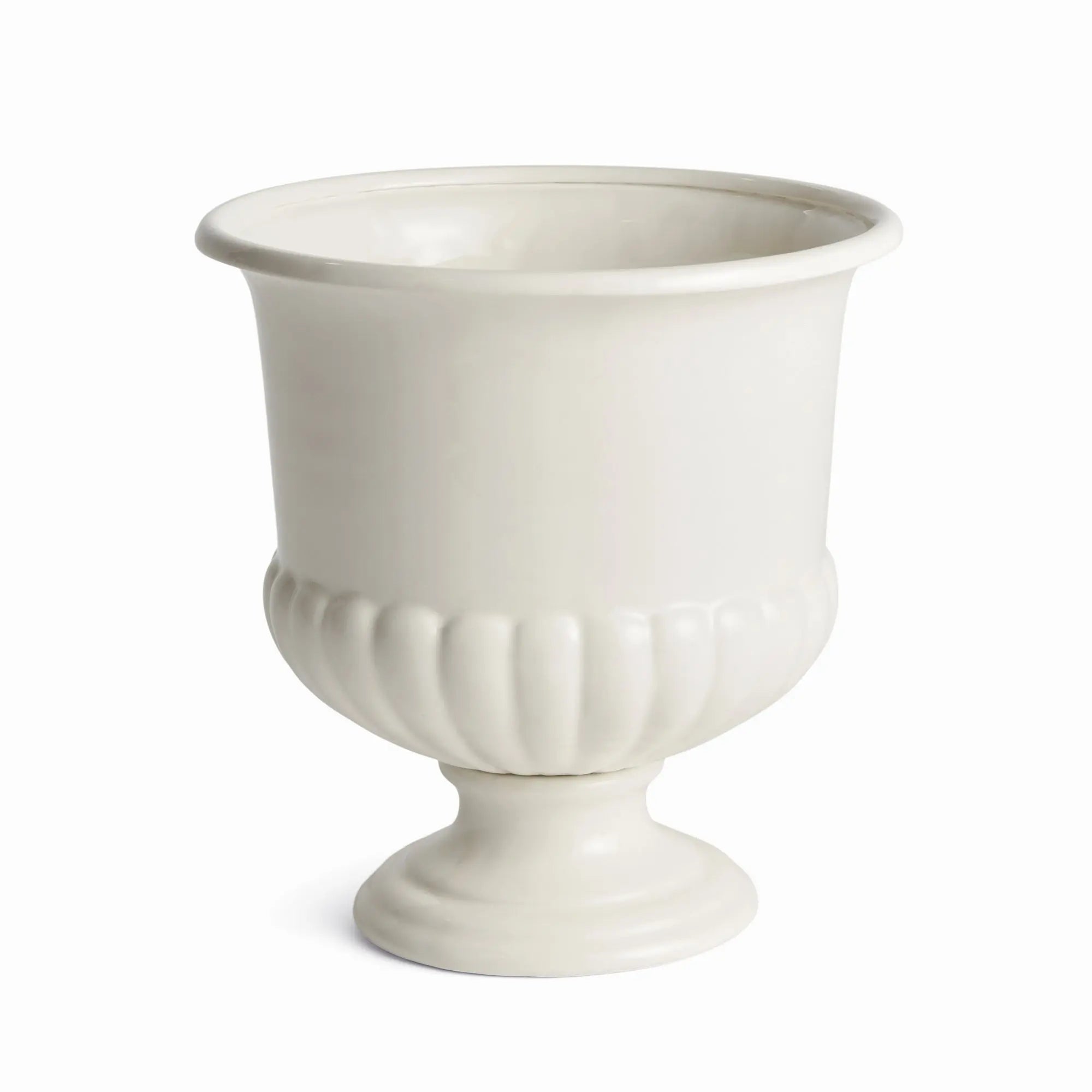 Mirabelle Decorative Pedestal Bowl in classic white clay - SMALL