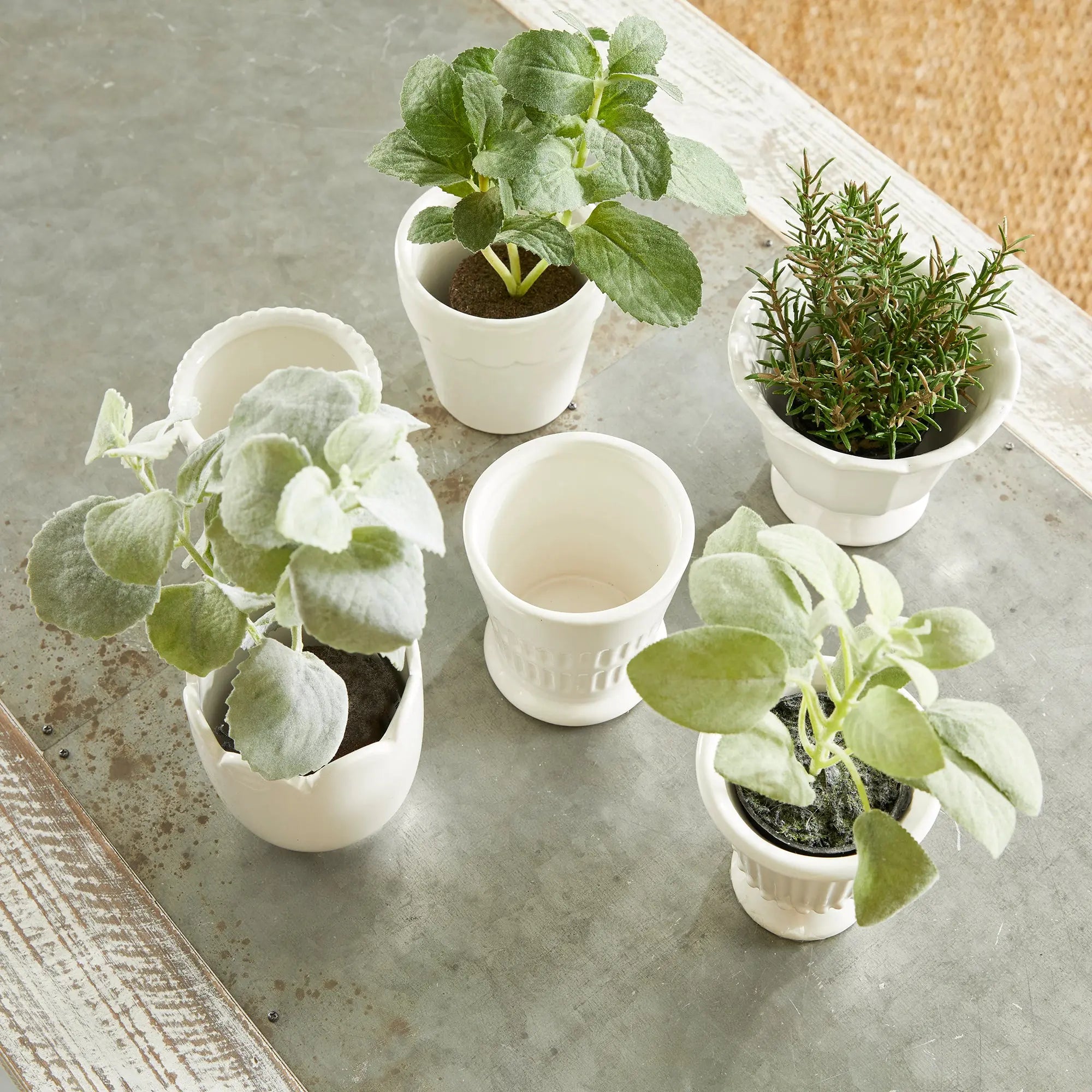Mirabelle Mini Cachepots - Set of 6 Assorted Clay Vessels (White, Yellow, or Blue) - Villa Decor & Design