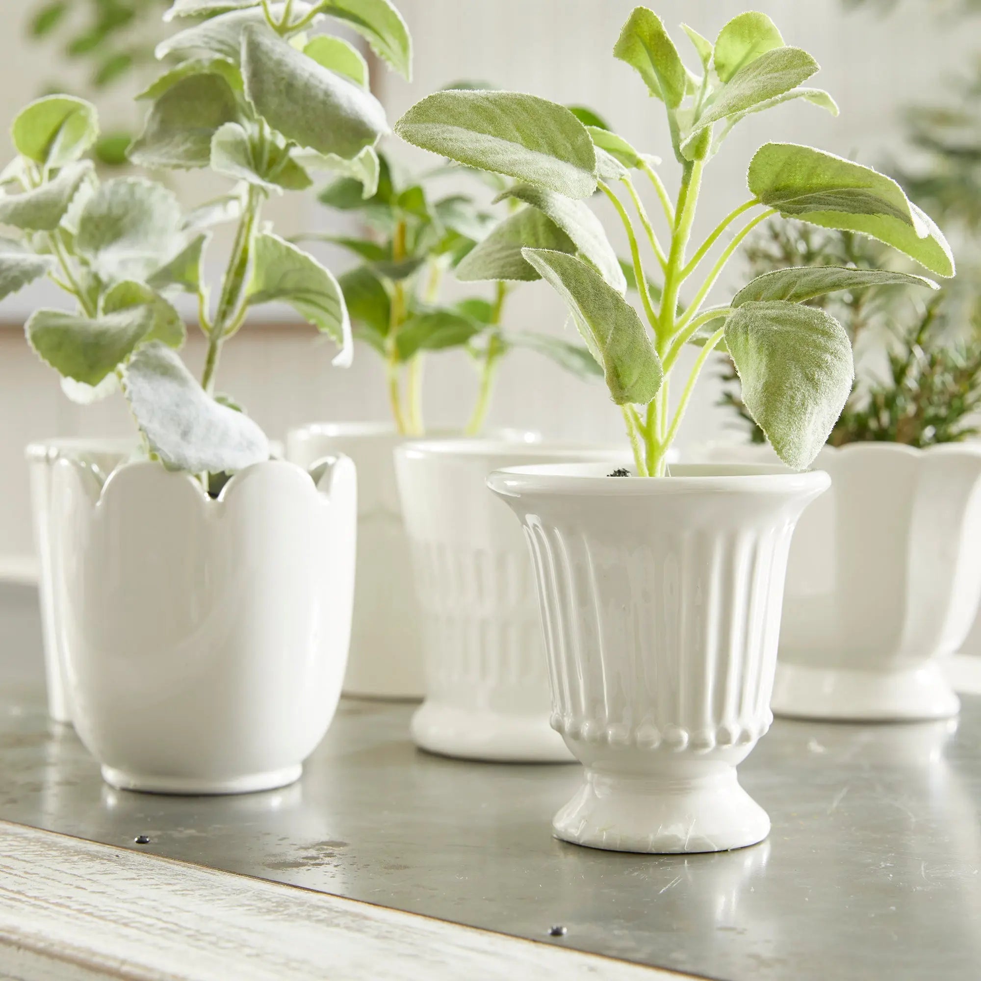 Mirabelle Mini Cachepots - Set of 6 Assorted Clay Vessels (White, Yellow, or Blue) - Villa Decor & Design