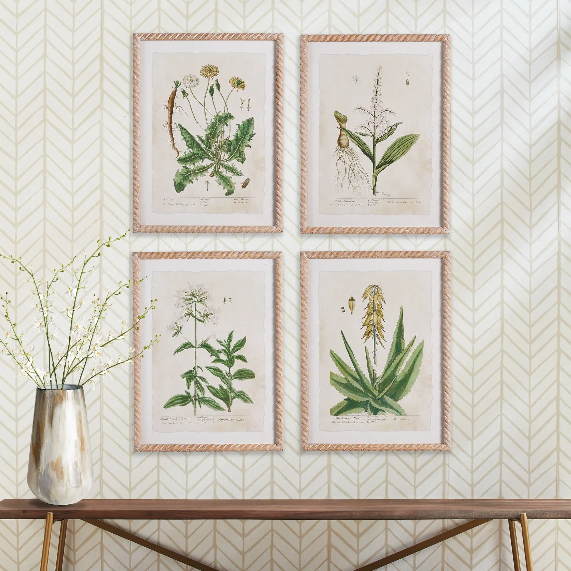 VINTAGE BOTANICAL STUDY, SET OF 4 Villa Decor & Design