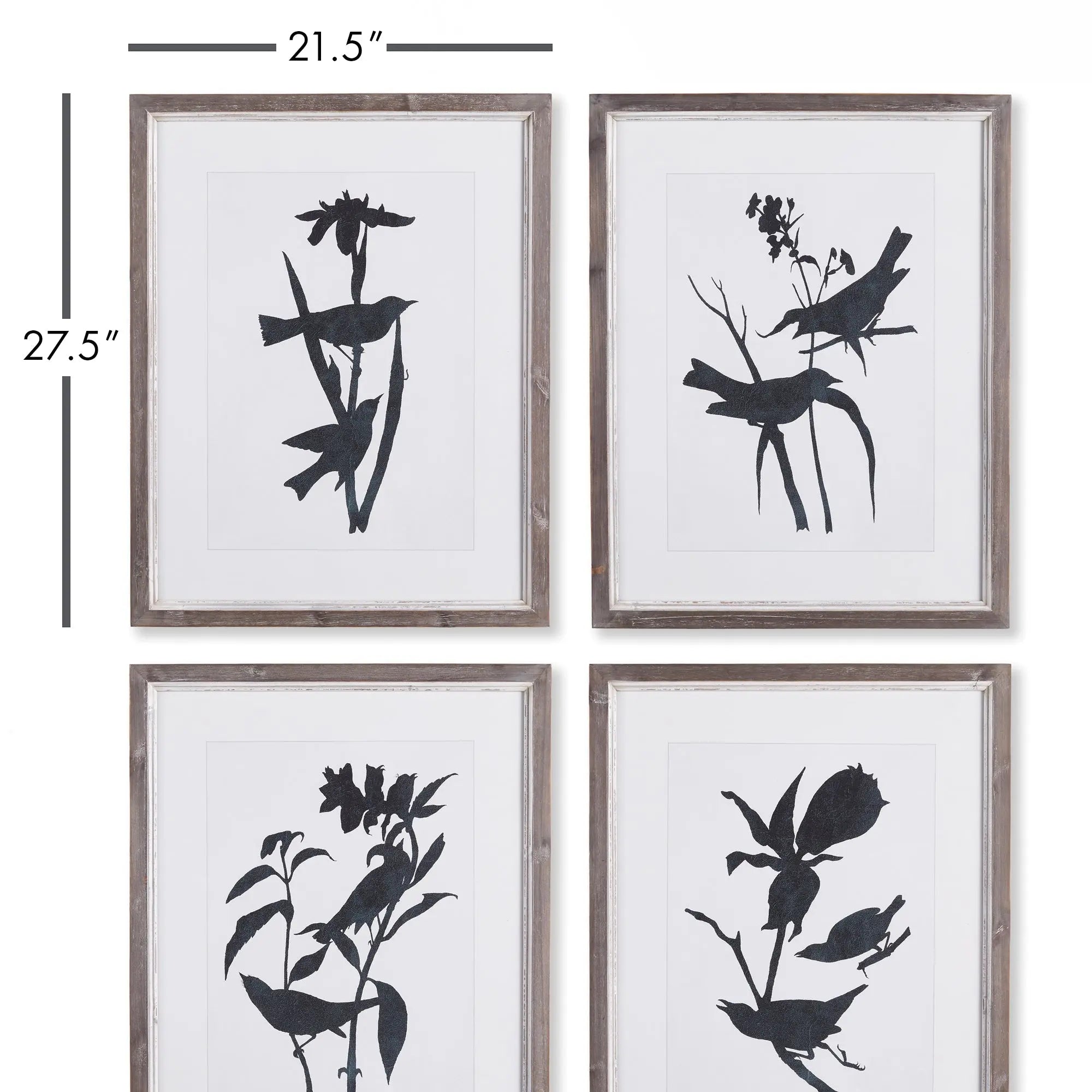 BIRD SILHOUETTE PRINTS, SET OF 4 Villa Decor & Design
