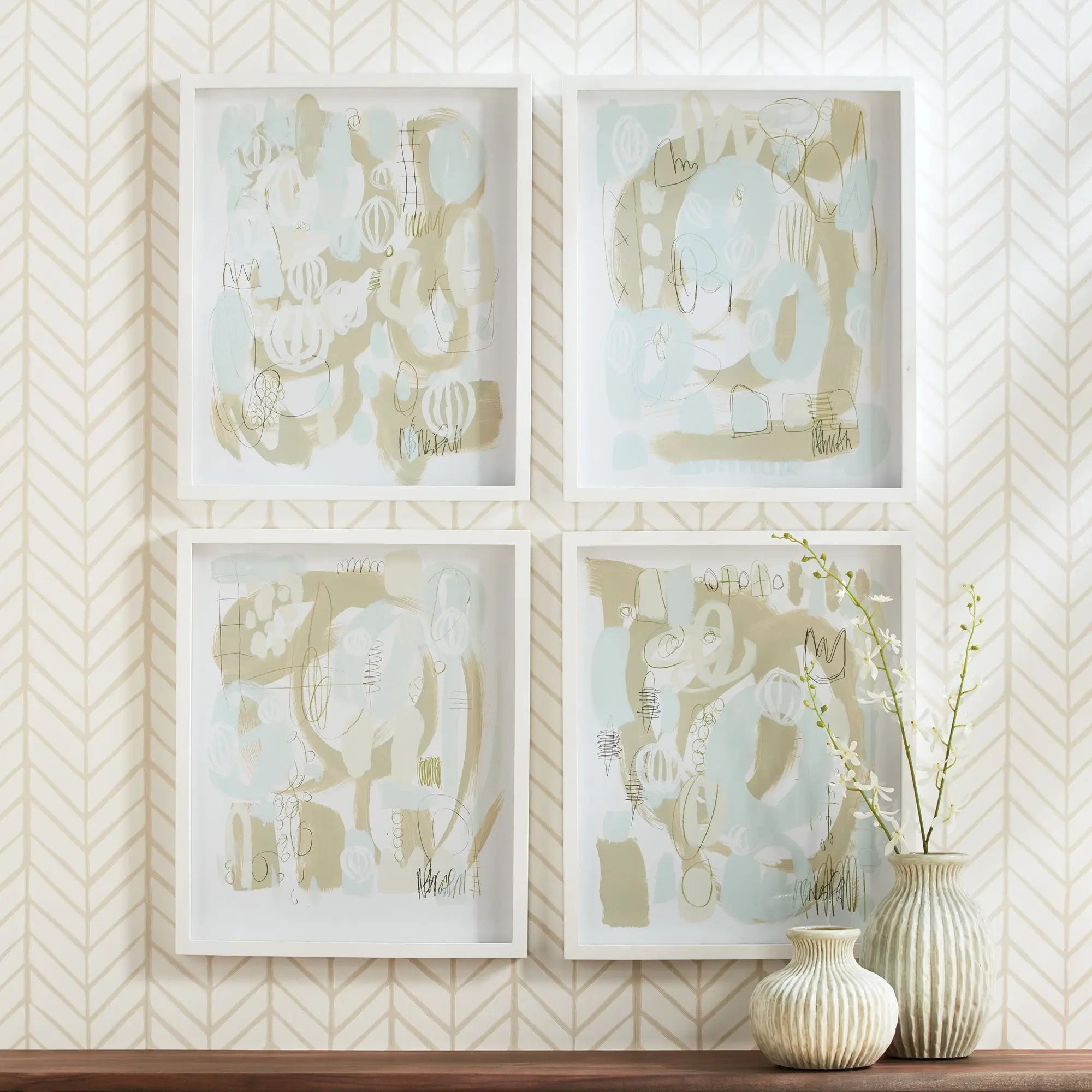 Bacchus Abstract Prints by Nancy B. Westfall – Set of 4