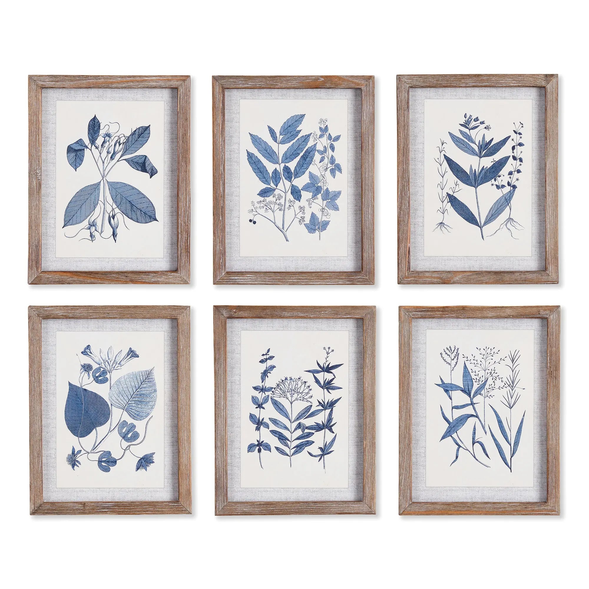 BLUE LEAF PETITE PRINTS, SET OF 6 Villa Decor & Design