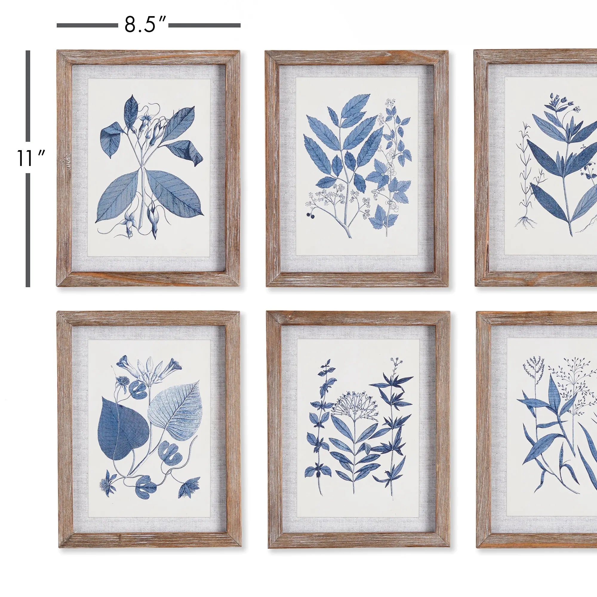 BLUE LEAF PETITE PRINTS, SET OF 6 Villa Decor & Design