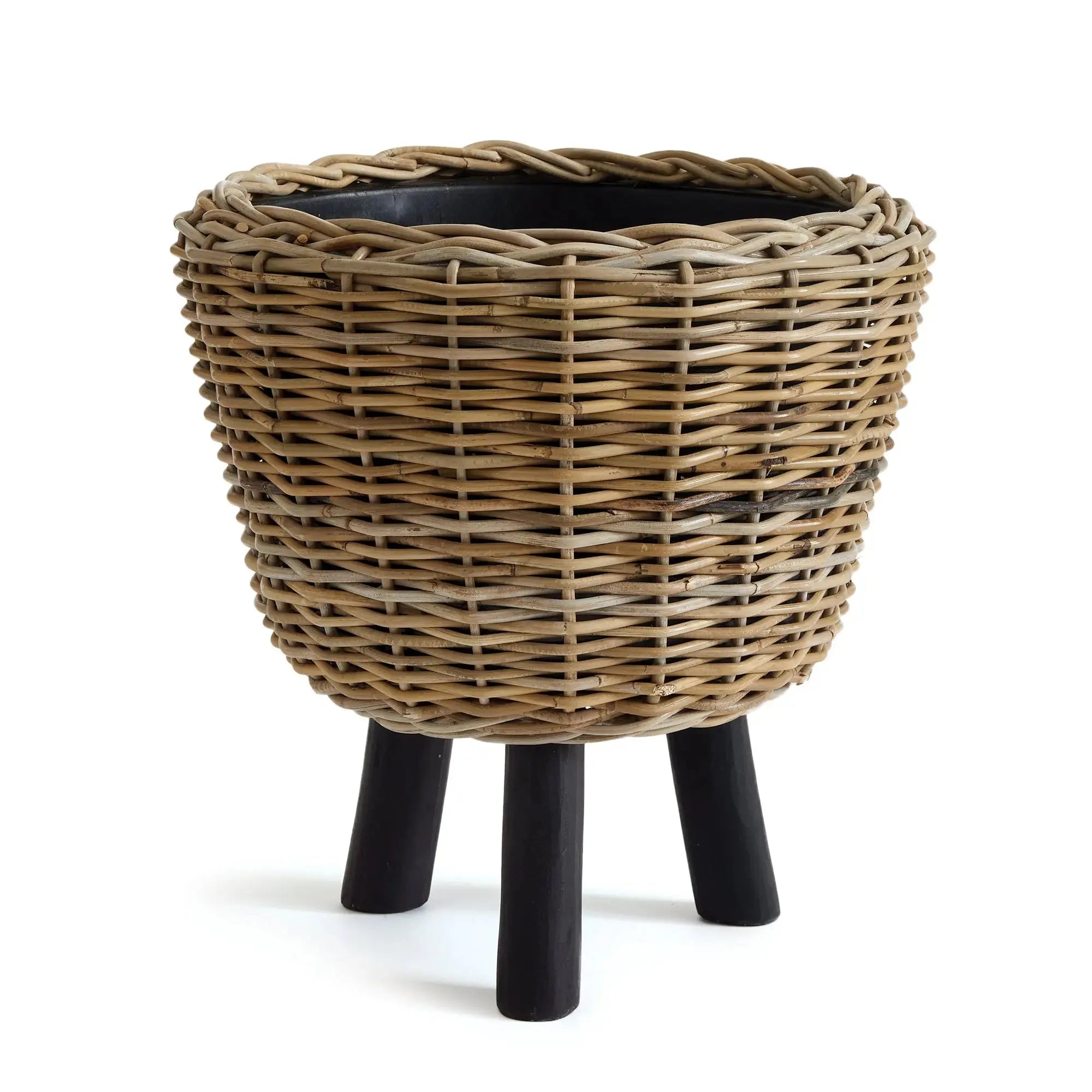 WOVEN RATTAN DRY BASKET PLANT RISER 21.25" Villa Decor & Design