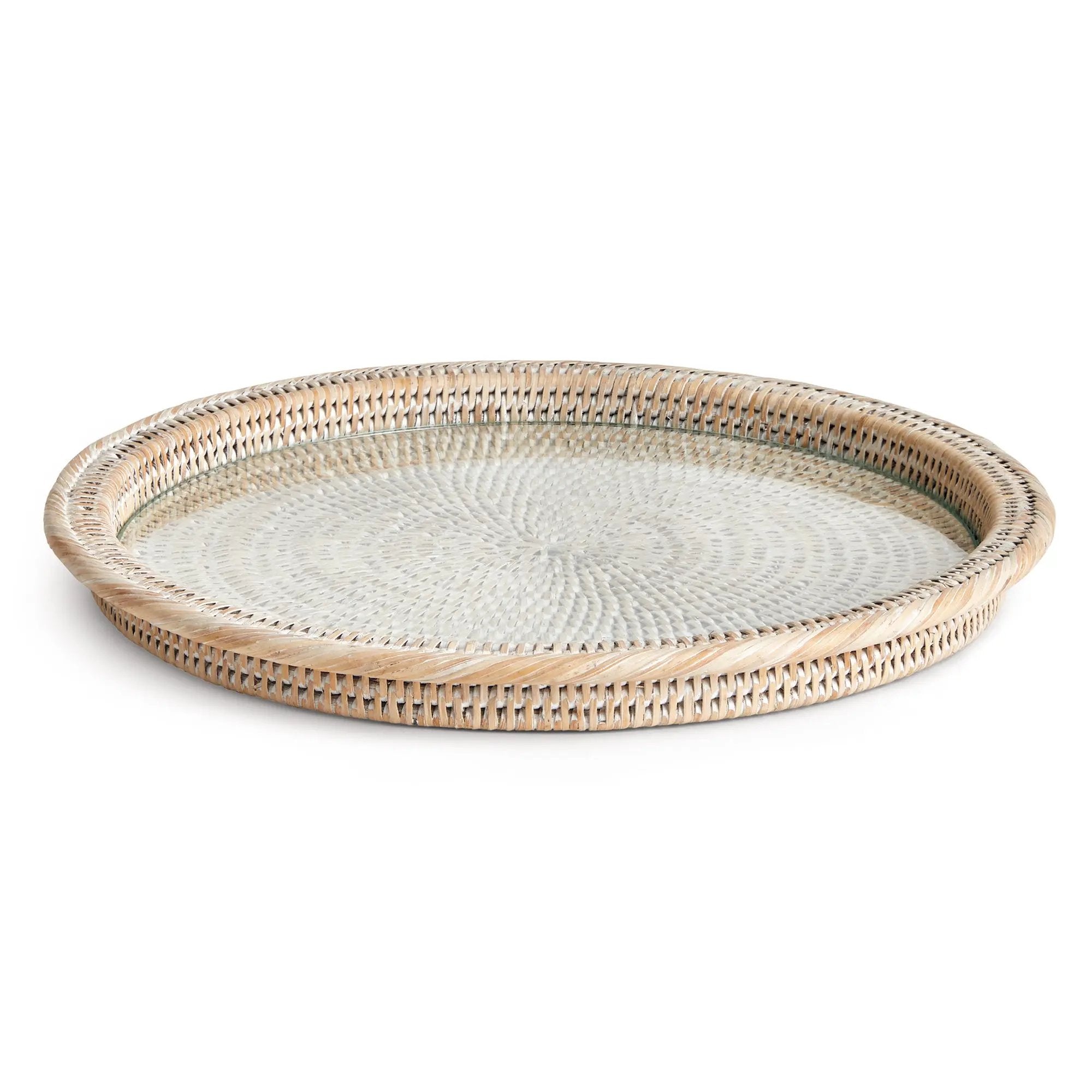 Burma Rattan Serving Platter - Handwoven with Glass Insert Napa Home & Garden
