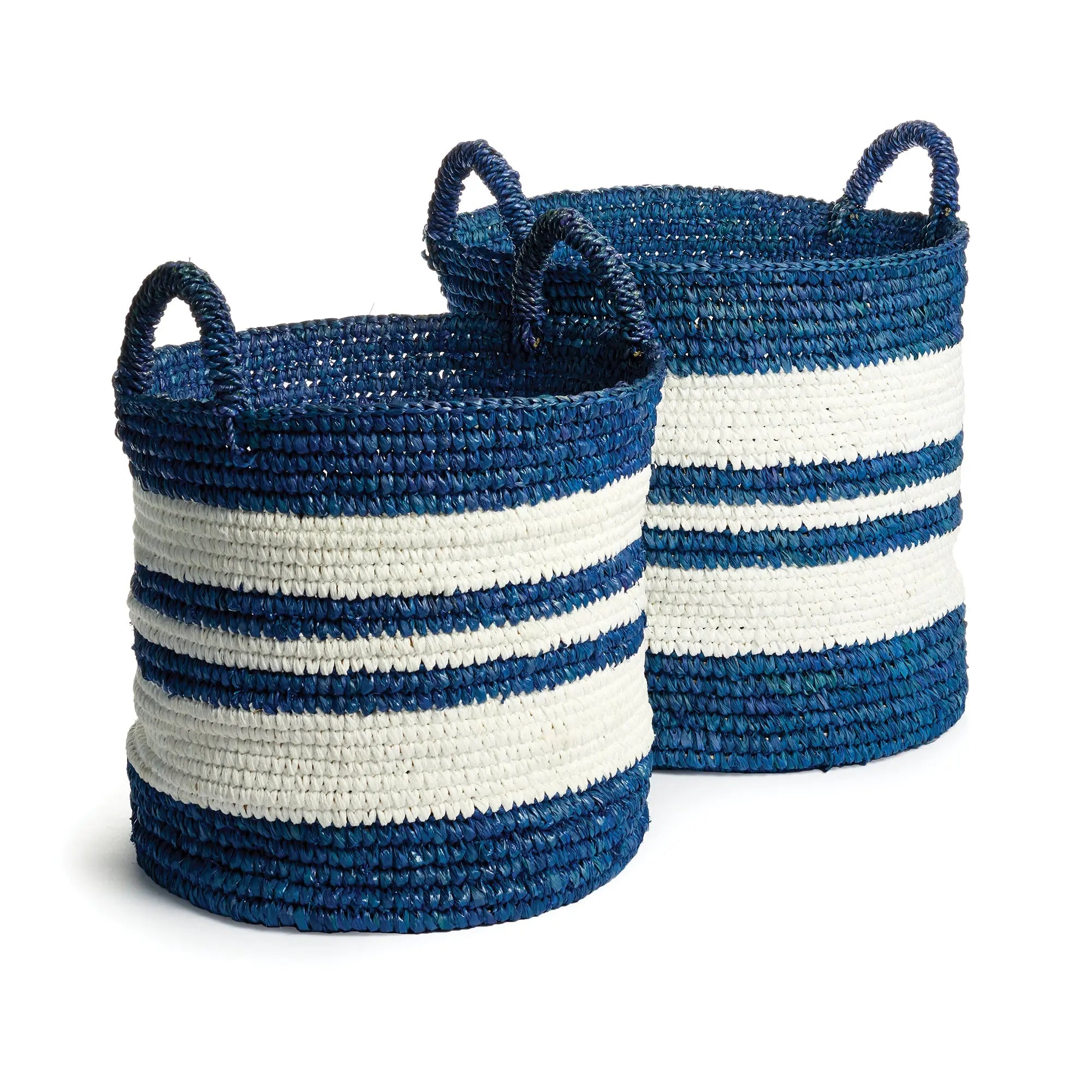 Barclay Butera striped market totes set of 2 in Marina Blue and Flag White