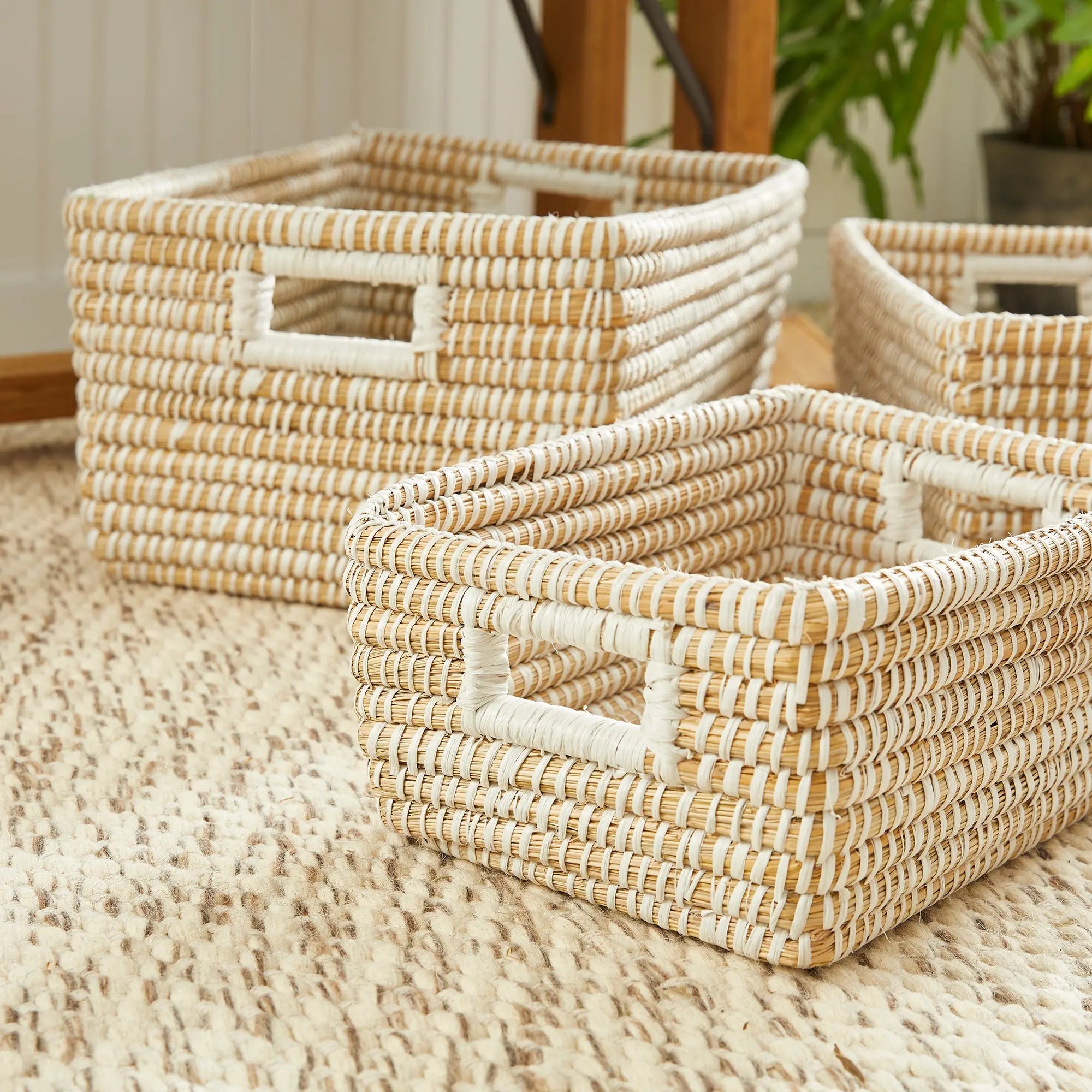 RIVERGRASS RECTANGULAR STORAGE BASKETS, SET OF 3 Villa Decor & Design