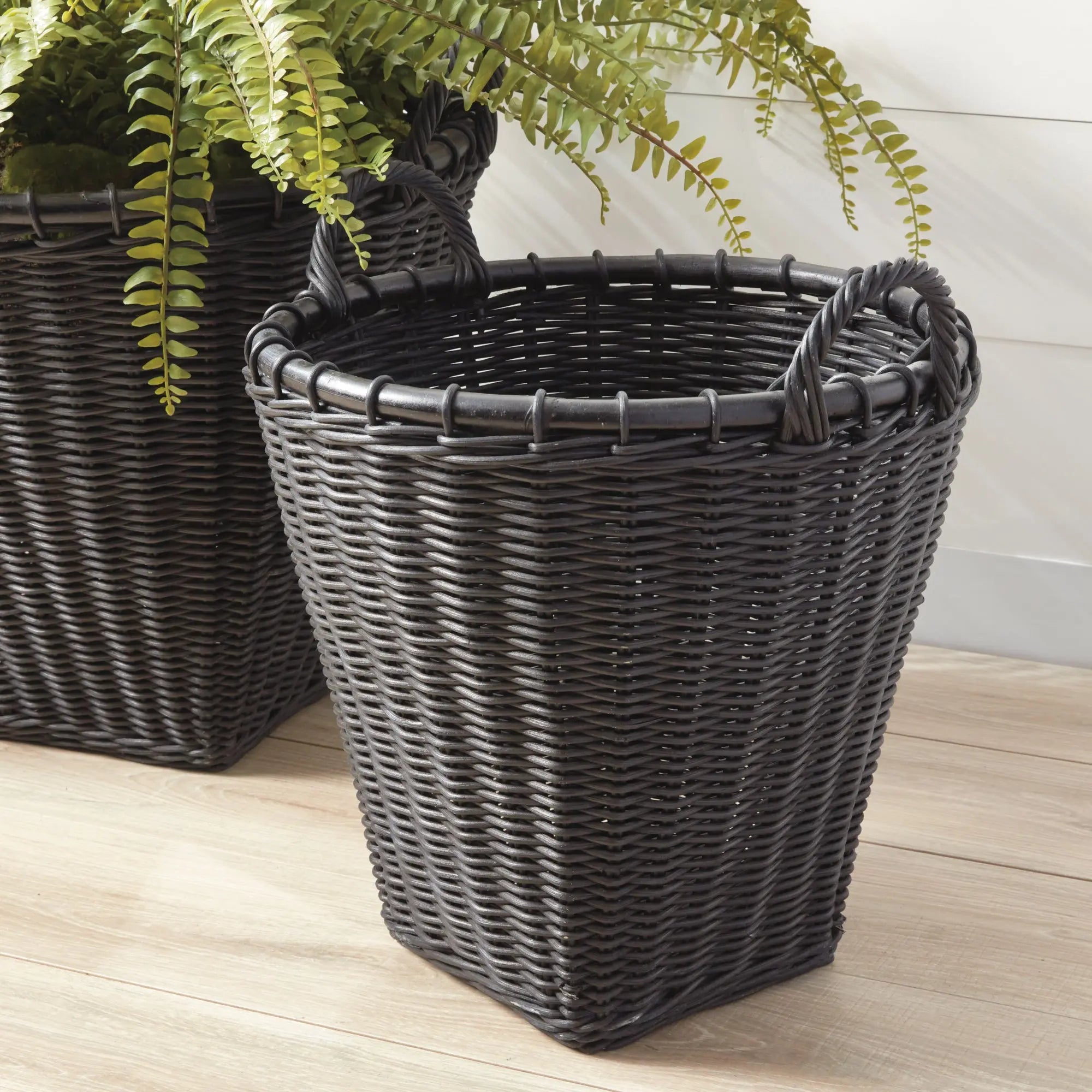 Set of Two Tapered Woven Baskets