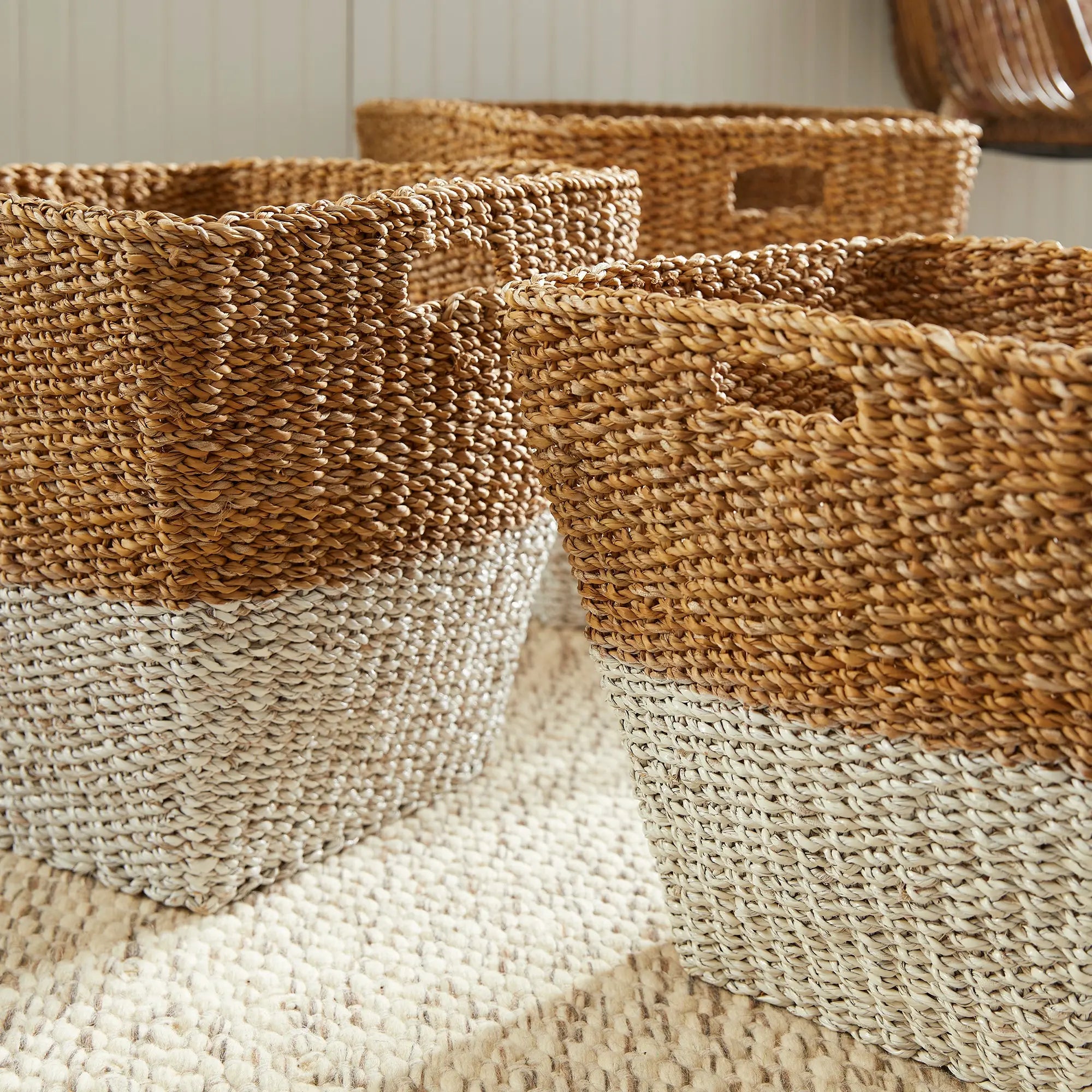 SEAGRASS RECTANGULAR STORAGE BASKETS, SET OF 3 Villa Decor & Design